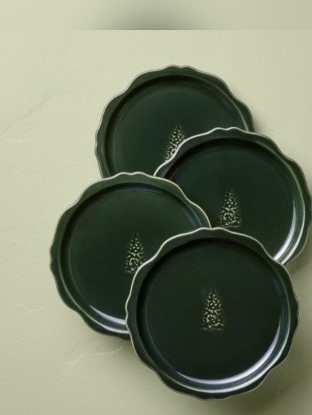 Hearth & Hand With Magnolia 4pk 7" Carved Ribbed Edge Appetizer Plate Tree